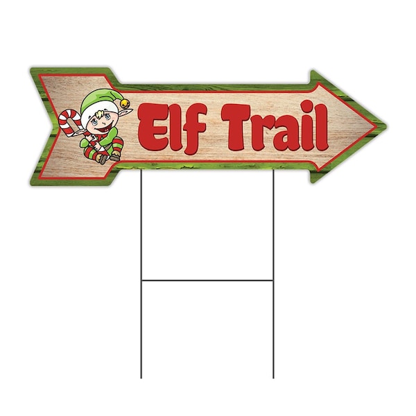 Signmission Elf Trail Arrow Yard Sign Funny Home Decor 30in Wide C-ARROW10-DS-999881 - main